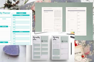 design editable planner, custom printable, workbook, worksheet, journal on canva