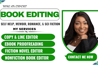 nonfiction structural book editing proofread fiction novel line and copy editor