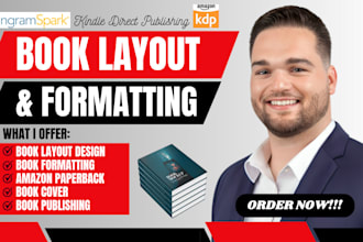 do book formatting, kdp paperback, layout design, ingram spark, lulu, book cover