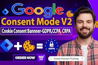 do setup gdpr cookie consent v2 banner and google cookie consent mode v2 by GTM