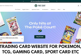 design trading card website for pokemon, tcg, ccg, gaming card, sport card store