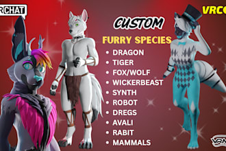 create custom 3d vrchat furry vtuber nsfw model for animaze vseeface avi unity