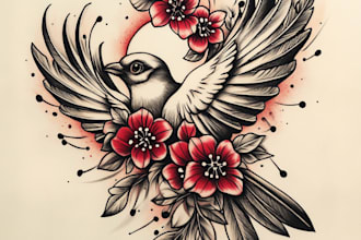 make you a traditional old school tattoo style design