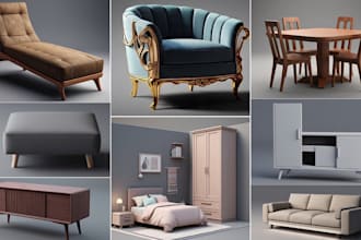 make 3d furniture model, interior designs, flat sketches, 3d rendering for you