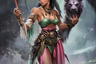 do a dnd art, fantasy character, scifi, and character design