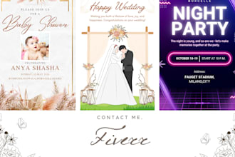 design invitation card for your wedding,birthday, etc