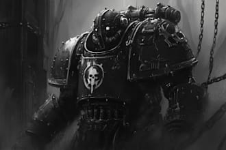 draw detailed warhammer illustration, paint warhammer