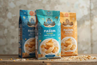 design premium flour, rice, biscuit packaging