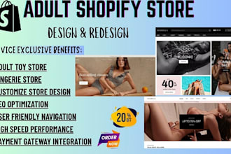 design 7 figures adult shopify store,lingerie store,toy store SEO
