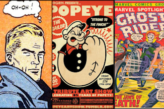 draw vintage comic illustration retro comic book illustration 80s poster design