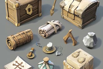create nice 2d game assets, props, icons, objects and UI