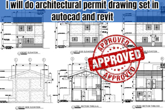 do architectural permit drawing set in autocad and revit