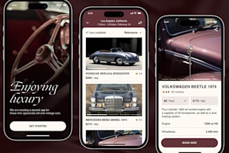 build car rental app, auction app, car wash app, booking app, car rental website