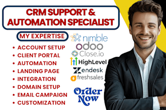 close io nimble customization freshsales odoo zendesk ghl support va automation