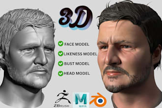 sculpt realistic 3d head 3d face likeness 3d bust sculpture for 3d stl printing