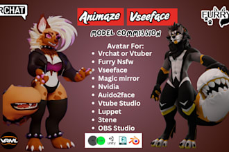 create 3d furry avatar or nsfw model for vrchat, vtube, animaze and vseeface