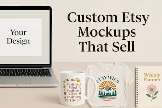 create custom etsy mockups for your digital product, pod  etsy shop listing