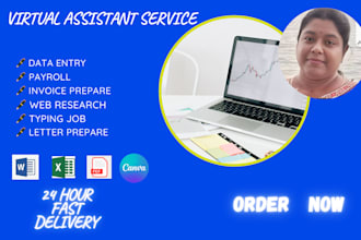 do your reliable virtual assistant for data entry, payroll and invoicing prepara
