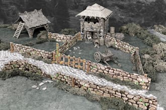 model 3d wargame scenery,tabletop building,gaming models,castle 3d print zbrush