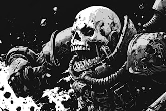 draw detailed warhammer illustration, paint