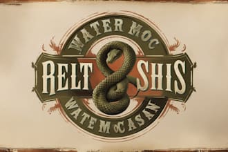 create awesome water moccasin logo with express 24hr delivery