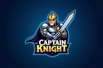 design outstanding captain knight mascot logo design with express delivery