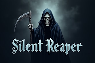 design realistic silent reaper mascot logo with express delivery