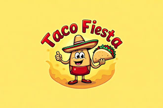 design wonderful taco taste food mascot logo  with unlimited revision