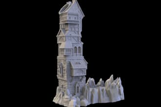 do 3d printable dice tower, fantasy battlefield, dnd medievel model,hut stl file