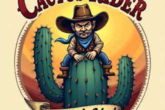 design high quality vintage cowboy cactus logo with express delivery