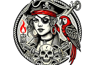 design high quality pirates skull mascot logo design with fastest delivery