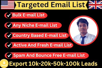 do 100k niche targeted valid email list, b2b bulk email list for email marketing