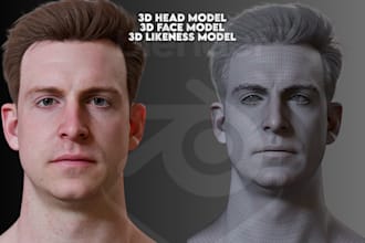 hyper realistic stylized character 3d head 3d face likeness 3d head bust statue