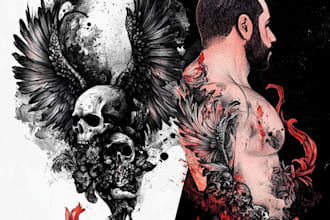 create your dark and gothic custom tattoo design and illustration