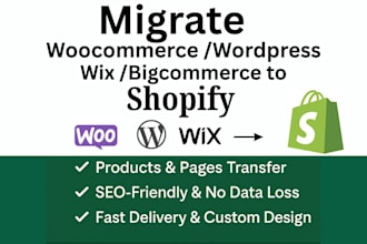 clone website migrate woocommerce wordpress bigcommerce wix website to shopify