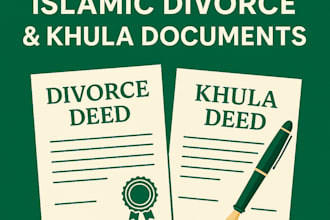 do legal writing for divorce and khula related issue as per islamic laws