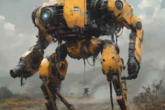 design custom robot, mecha and thank you