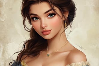 draw your portrait or your character in disney cartoon style