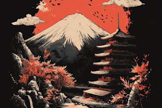 draw japanese illustration for t shirt