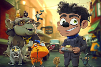 draw amazing cartoon character and scene