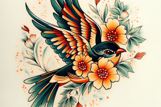 create your watercolor custom tattoo design and v