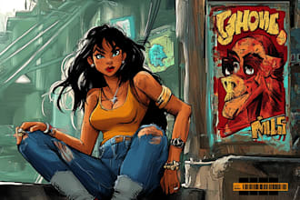 draw digital illustration in comic and cartoon style