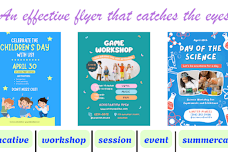colorful kids flyers for school, camp, workshop or event