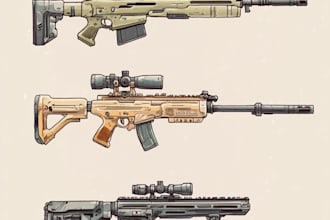 make a 3d weapon illustration for gaming