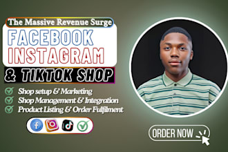 set up and optimize tiktok shop, facebook shop and instagram shop