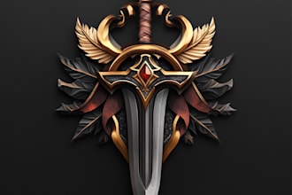 design unique 3d medieval, fantasy, rpg, mmorpg game logo
