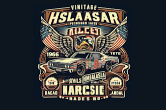 design a vintage racing t shirt logo with retro vibes