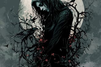 draw a detailed dark, horror, metal, creepy art, horror illustration