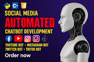build instagram API bot, tiktok API bot, youtube bot, facebook API bot, twitter