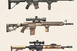 create a 3d weapon illustration for gaming